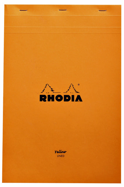 Schrijfblok Rhodia A4 80vel geel lijn