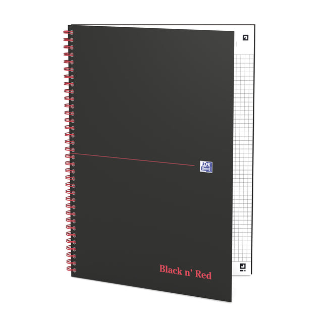 Notitieboek Oxford Black n' Red A4 70v ruit 5mm