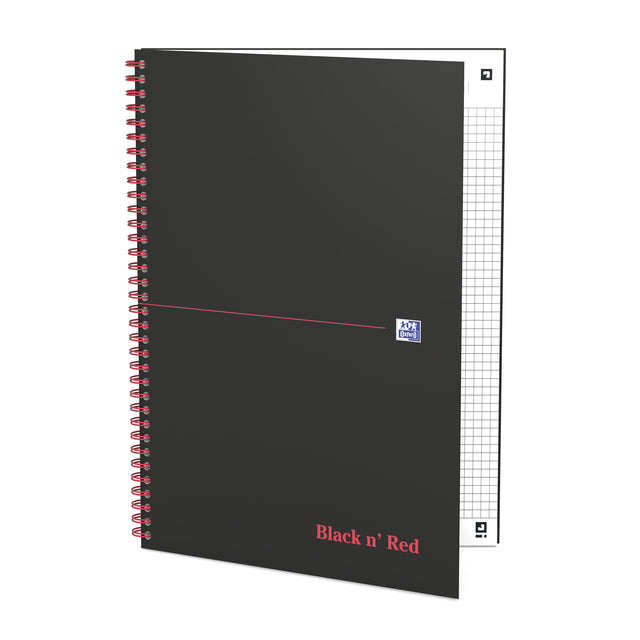 Notitieboek Oxford Black n' Red A5 70v ruit 5mm