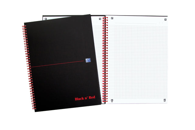 Notitieboek Oxford Black n' Red A5 70v ruit 5mm