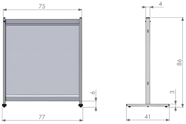 Bureauscherm Nobo doorzichtig PVC 770x860mm