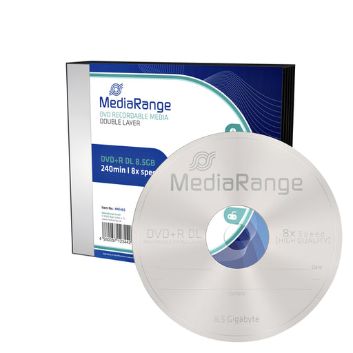 DVD+R MediaRange DL 8.5GB|Slimcase Pack a 5 stuks