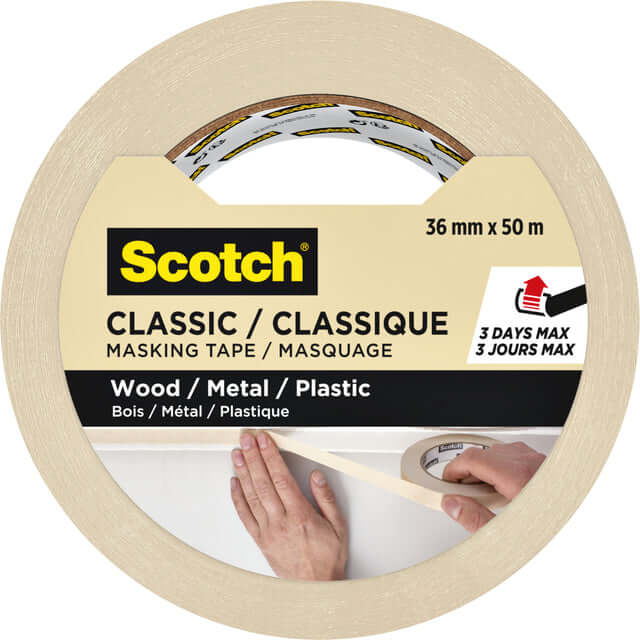 Afplaktape Scotch Classic 36mmx50m beige (per 16 stuks)