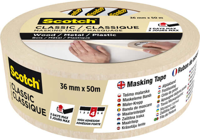 Afplaktape Scotch Classic 36mmx50m beige (per 16 stuks)