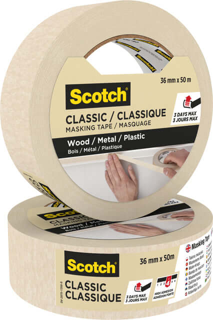 Afplaktape Scotch Classic 36mmx50m beige (per 16 stuks)