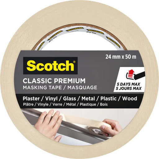 Afplaktape Scotch Premium Classic 24mmx50m beige (per 24 stuks)