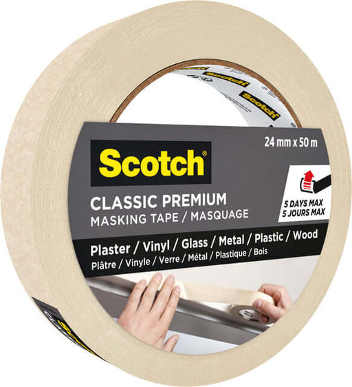 Afplaktape Scotch Premium Classic 24mmx50m beige (per 24 stuks)