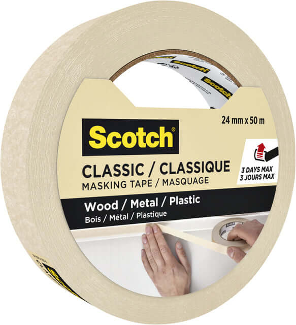 Afplaktape Scotch Classic 24mmx50m beige (per 24 stuks)