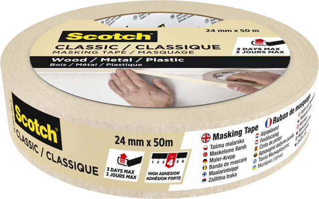 Afplaktape Scotch Classic 24mmx50m beige (per 24 stuks)