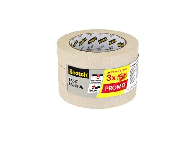 Afplaktape Scotch Basic 24mmx50m beige