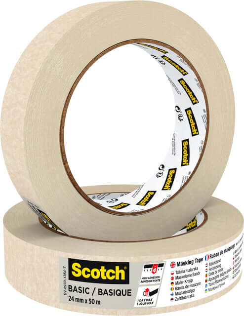 Afplaktape Scotch Basic 24mmx50m beige (per 24 stuks)