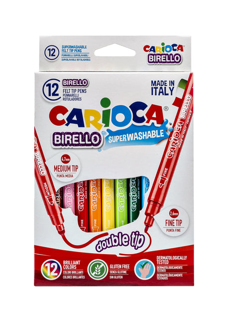 Viltstiften Carioca Birello dubbelpunters set à 12 kleuren