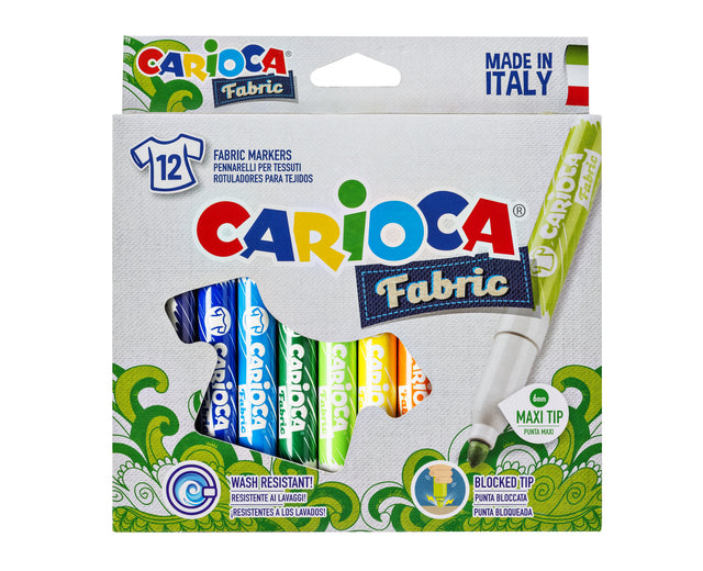 Viltstiften Carioca Textiel set à 12 kleuren