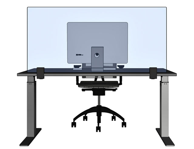 Bureauscherm transparant met 2 klemmen 68x160cm