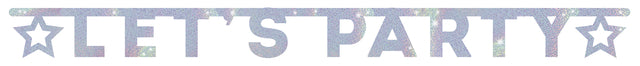 Letterslinger "Let's Party" holographic zilver