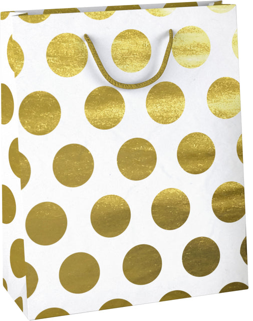 Cadeautas Design Group golden dots kraft 26x32x12cm (per 12 stuks)