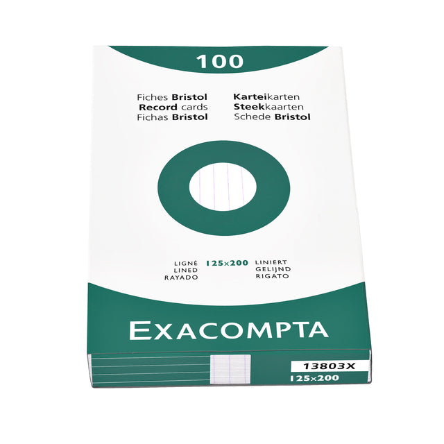 Systeemkaart Exacompta 125x200mm lijn wit (per 12 stuks)