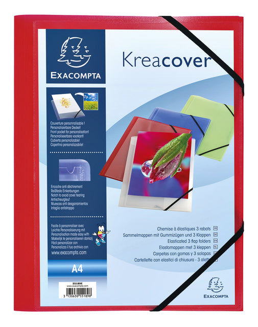 Elastomap Exacompta Kreacover A4 3 kleppen PP assorti (per 5 stuks)