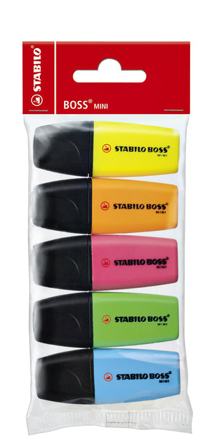 Markeerstift STABILO Boss mini Pop blister à 5 kleuren