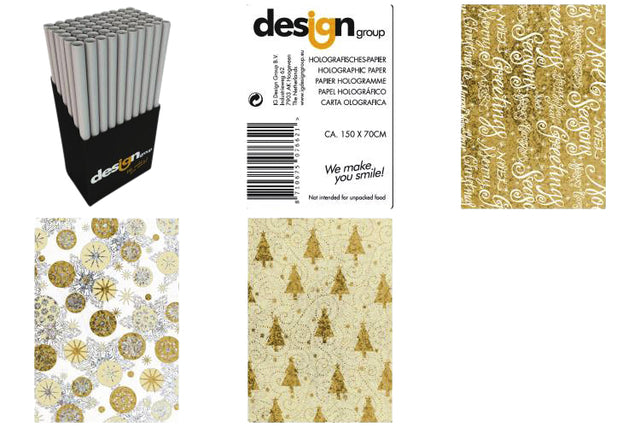 Inpakpapier kerst sparkle 150x70cm assorti (per 60 stuks)