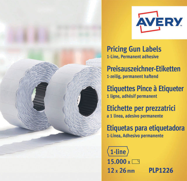 Prijsetiket Avery PLP1226 12x26mm 10rol à 1.500 stuks