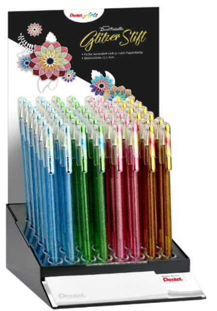 Gelschrijver Pentel K110 Dual Metallic display à 4 kleuren (per 48 stuks)