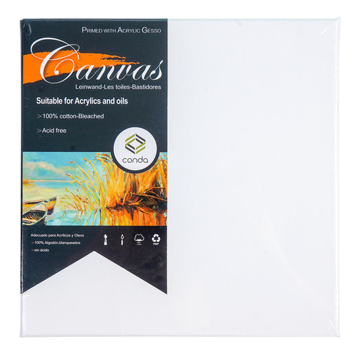 Canvas 20x20cm,1.6*2.4cm,CONDA label gebleekt (per 20 stuks)