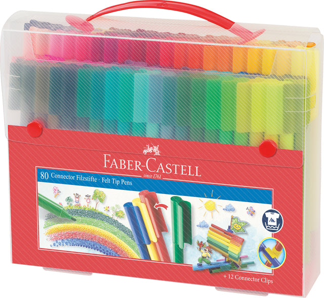 Kleurstift Faber-Castell Connector cadeauset à 80 stuks assorti