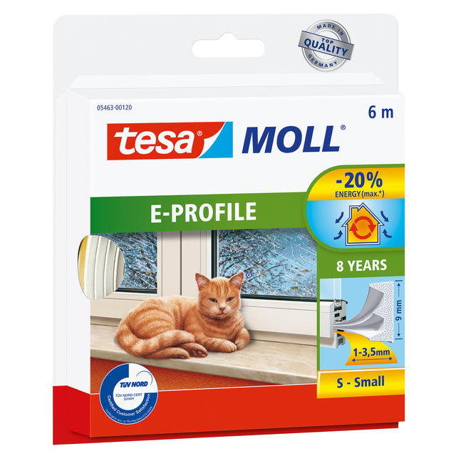 Tochtstrip Tesa Moll 05463 E profiel 9mmx6m wit