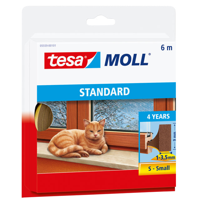 Tochtstrip Tesa Moll 05559 i profiel 9mmx6m bruin