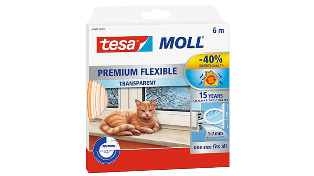 Tochtstrip Tesa Moll 05417 flexibel 6m transparant