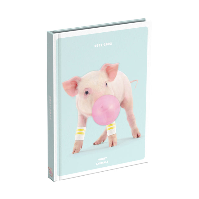Schoolagenda  2021-2022  funny animals pig 125x175mm