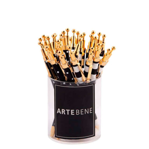 Balpen Artebene zwart-wit met gouden afwerking (per 40 stuks)