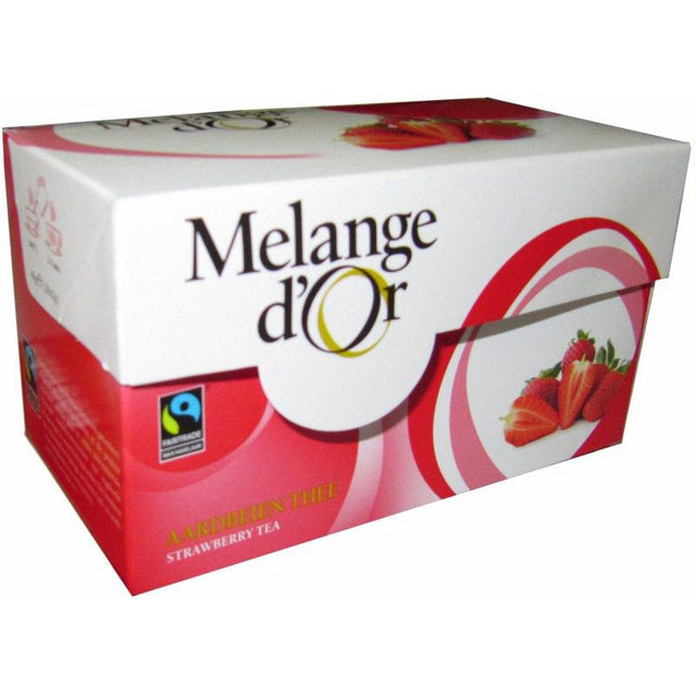 Melange d'Or Aardbeien thee 20 zakjes 2gr. Fair Trade (per 4 stuks)