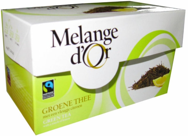 Melange d'Or Groene thee Citroen 20 zakjes 2gr. Fair Trade (per 4 stuks)