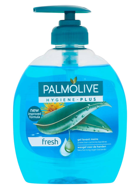 Handzeep Palmolive Hygiene Plus blauw met pomp 300ml (per 6 stuks)