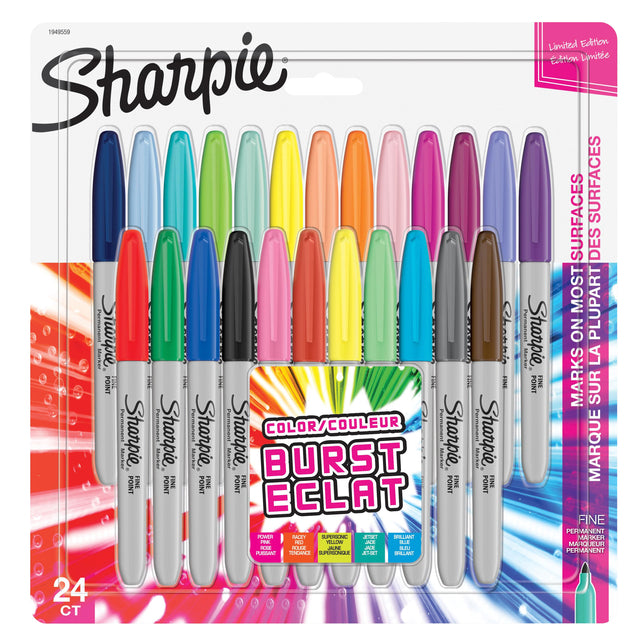 Viltstift Sharpie Colour Burst rond 0.9mm blister à 24 kleuren