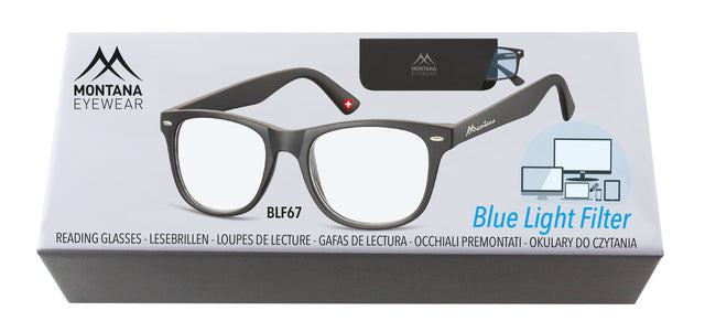 Leesbril Montana blue light filter +2.00 dpt zwart
