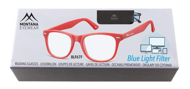 Leesbril Montana blue light filter +2.00 dpt rood