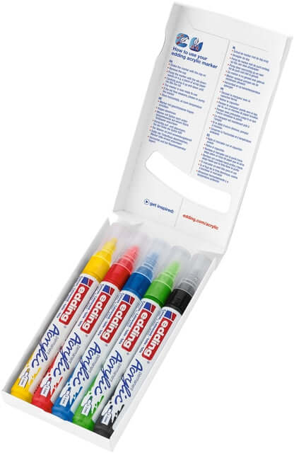 Acrylmarker edding e-5100 medium set van 5 kleuren basis