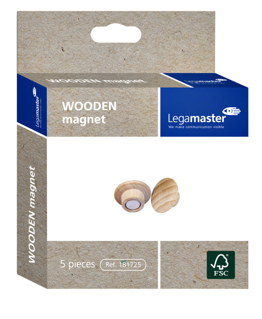 Magneet Legamaster hout 5 stuks
