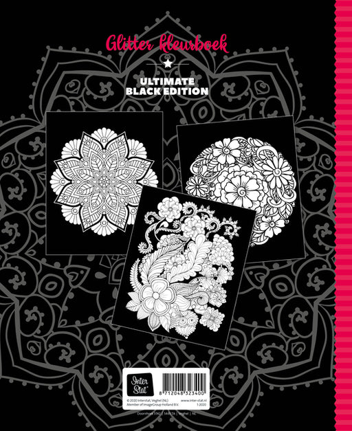 Kleurboek Interstat volwassenen glitter black edition night flowers