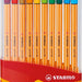 Fineliner STABILO point 88 ColorParade geel/rood etui à 20 kleuren
