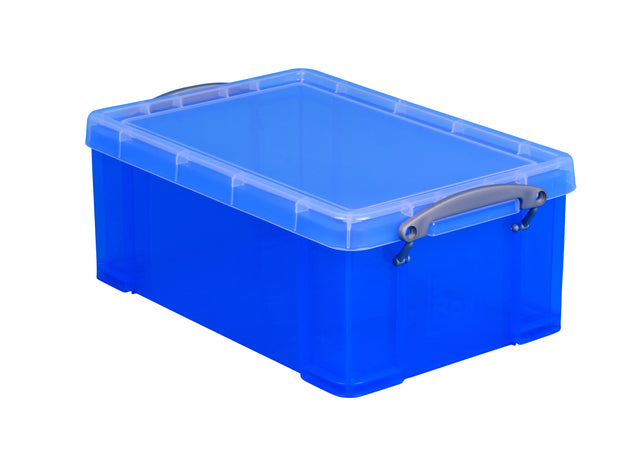 Opbergbox Really Useful 9 liter 395x210x140 mm transparant blauw