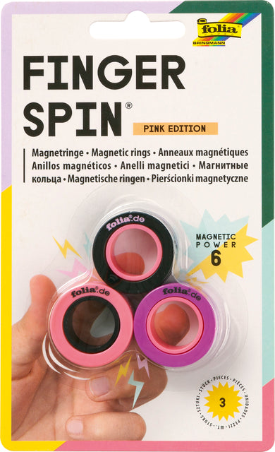 Magneet Vinger spinner Folia licht roze, donker roze en zwart