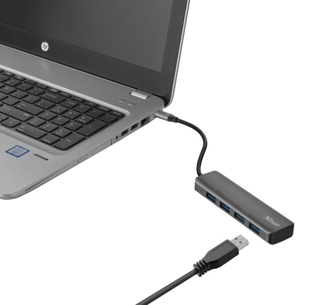 Hub Trust Halyx USB-C 4-poorten USB-A 3.2 zwart