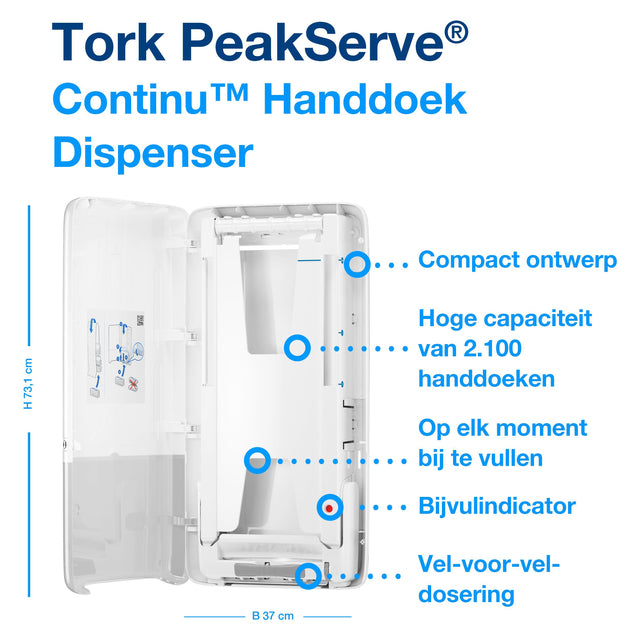 Handdoekdispenser Tork PeakServe® Continu™ H5 Elevation wit 552500