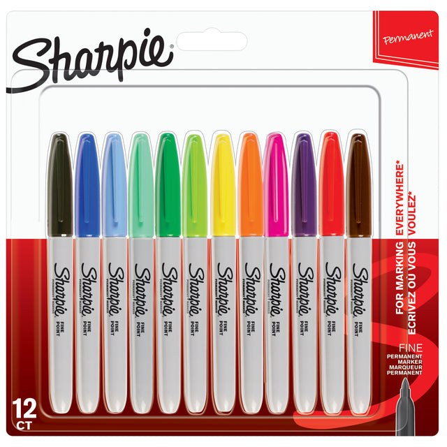Viltstift Sharpie fijn blister à 12 kleuren