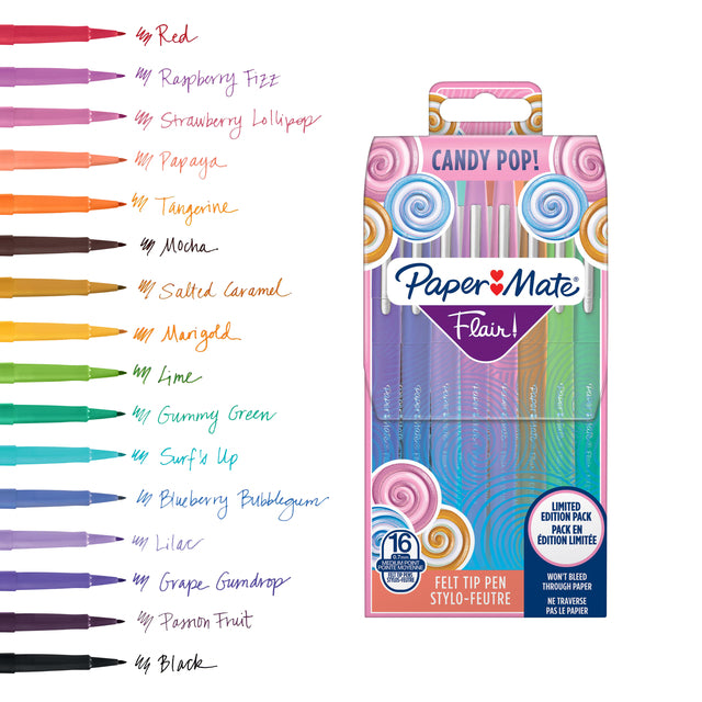 Fineliner Paper Mate Flair Candy Pop wallet à 16 kleuren