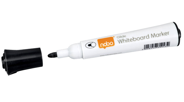 Viltstift Nobo whiteboard Glide rond zwart 2mm (per 10 stuks)